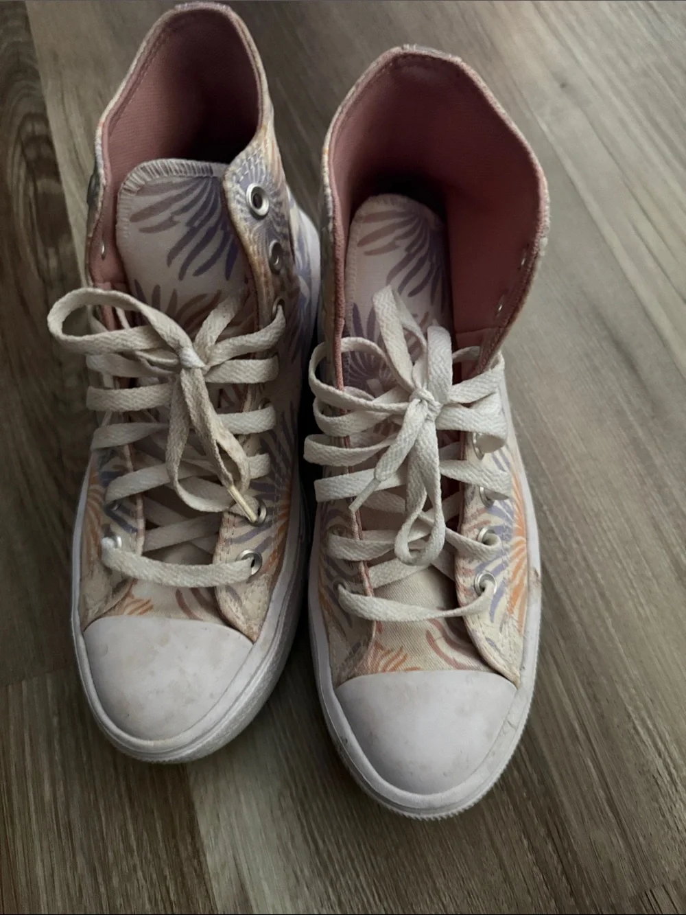 Converse High Top Canvas Sneakers in Lavender and Peach Floral - Picture 5 of 6